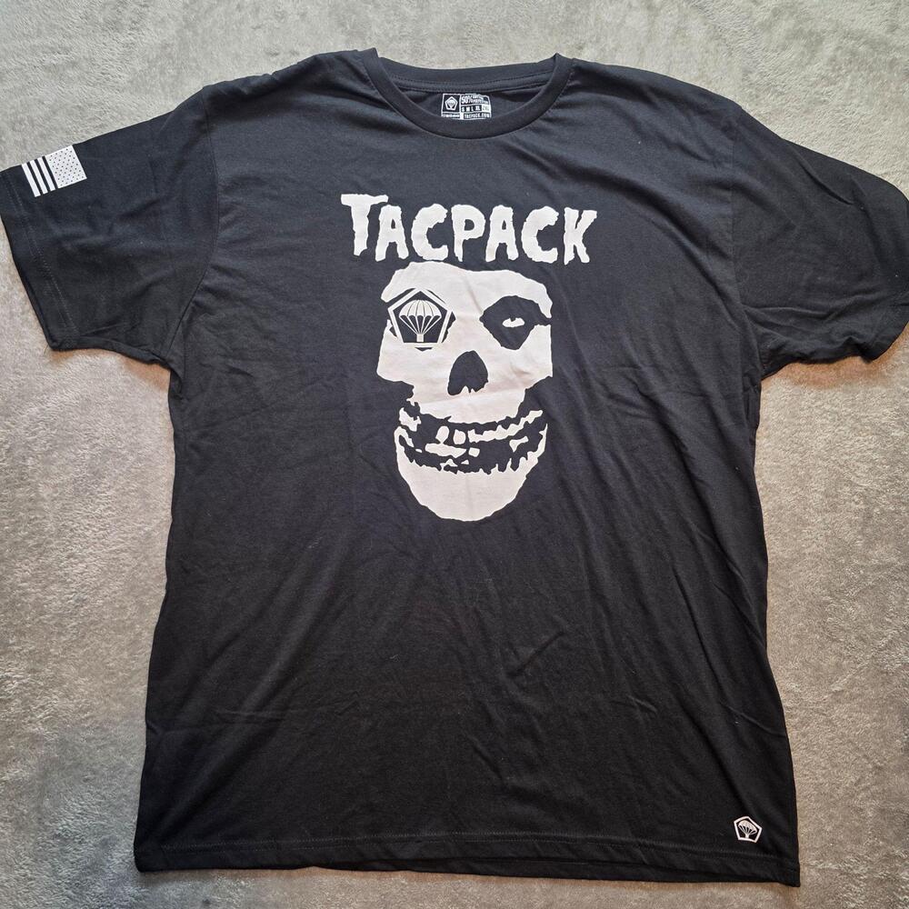 TacPack Shirt Mens XL Black Skull Parachute Logo Tactical Graphic T-Shirt